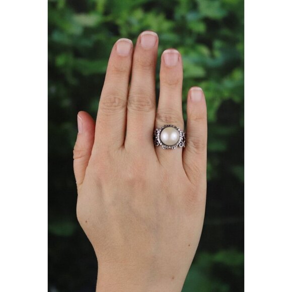 Sterling Silver Pearl Ring Size 7 Israel - Picture 2 of 6